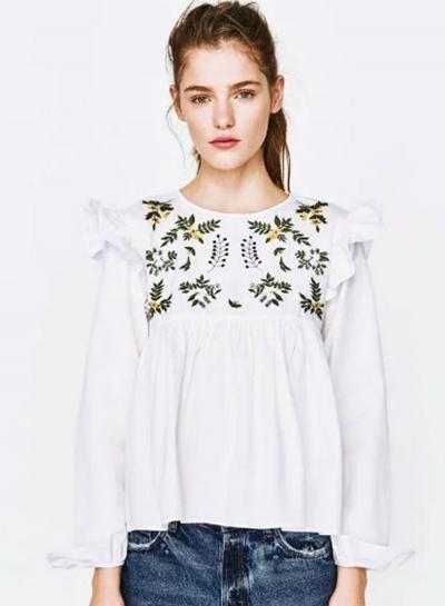 Oasap Round Neck Long Sleeve Pattern Shirt