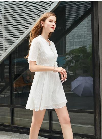 Oasap Flounce Collar Tassel Detail Dress