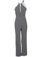Oasap Women's Fashion Halter Sleeveless Printed Jumpsuit With Pockets