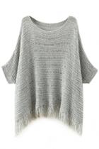 Oasap Elegant Batwing Tassel Knit Sweater