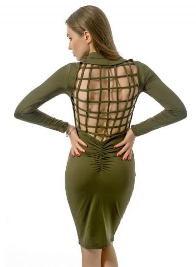 Oasap Crew Neck Long Sleeve Hollow Out Bodycon Dress