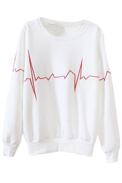 Oasap Chic Flashlight Print Fleece Cozy Sweatshirt For Women