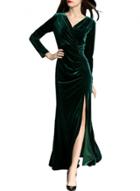 Oasap Women's Elegant High Slit Velvet Prom Dress