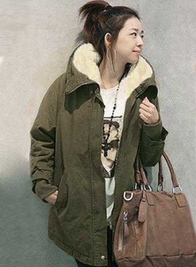 Oasap Casual Thicken Zipper Up Hooded Padded Coat