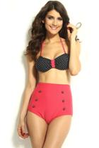 Oasap Polka Dot Top Pin Up High-waisted Bikini Swimwear