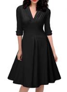 Oasap Casual V-neck 3/4 Slleeve Swing Dress