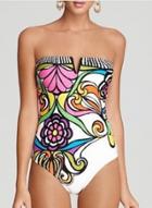 Oasap Fashion Strapless Floral Printed One Piece Swimsuit