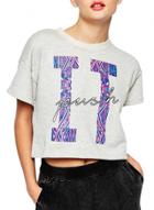 Oasap Women's Casual Short Sleeve Letter Graphic Cropped Tee