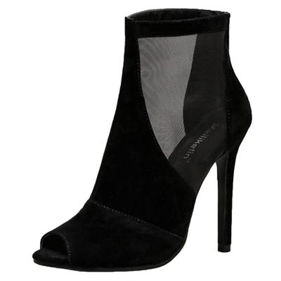 Oasap Solid Color Open Toe Net Yarn Splicing High Heels