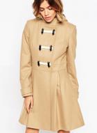 Oasap Horn Button Wool Blend Coat With Hood