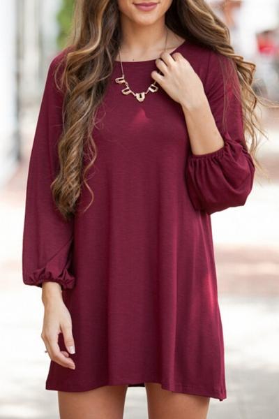 Oasap Chic Lantern Sleeve A-line Dress