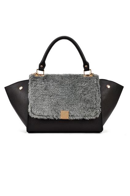 Oasap Faux Fur Flap Single Handle Bag