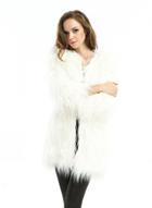 Oasap Long Sleeve Solid Color Faux Fur Coat
