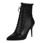 Oasap Pointed Toe Stiletto Heels Lace-up Gladiator Ankle Boots