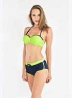 Oasap Color Block Lace-up Bikini Set