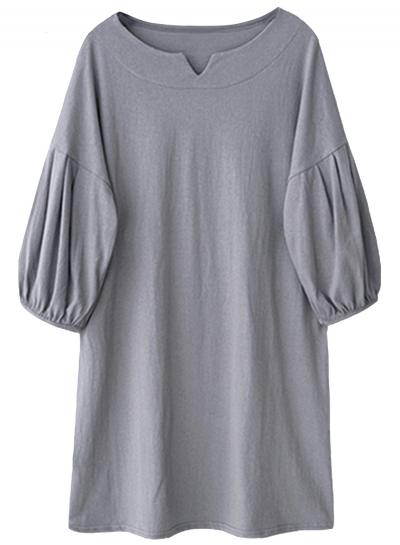 Oasap Women's Half Sleeve Loose Fit Trapeze Dress