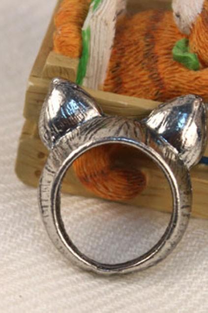 Oasap Retro Cute Cat Ears Ring