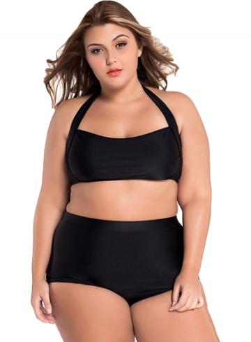 Oasap Women's Halter Bandeau High Waist Plus Size Swimwear