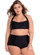 Oasap Women's Halter Bandeau High Waist Plus Size Swimwear