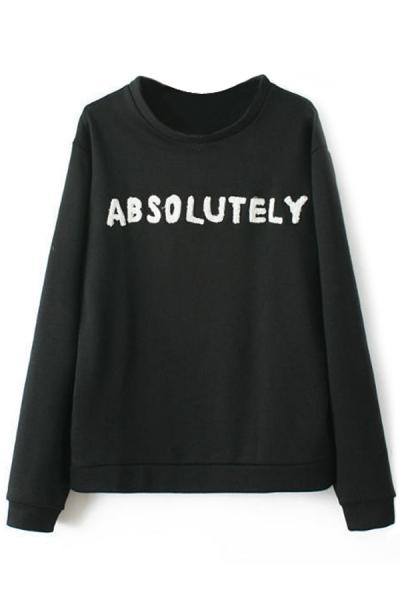 Oasap Absolutely Black Sweatshirt