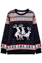 Oasap Chic Christmas Deer Pattern Sweatshirt