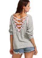 Oasap Round Neck Long Sleeve Solid Color Back Lace-up Sweatshirt