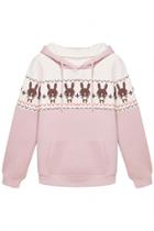 Oasap Cute Cartoon Rabbit Pink Hoodies