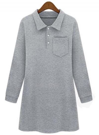 Oasap Casual Long Sleeve Mini Pullover Dress