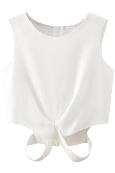 Oasap Two Colors Hollow-out Tank Top