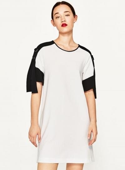 Oasap Fashion Short Sleeve Color Block Mini Dress