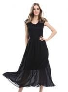 Oasap Round Neck Lace Panel Chiffon Maxi Dress