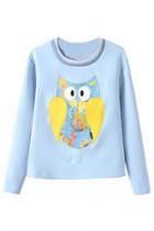 Oasap Embroidered Owl Pattern Sweatshirt