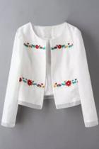 Oasap Chic Embroidery Mesh Coat