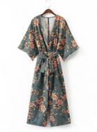 Oasap Japan Style V Neck Floral Print Jumpsuit With Belt