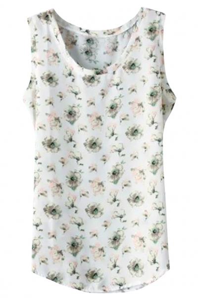 Oasap Sweet Honeybee Print Chiffon Tank Top
