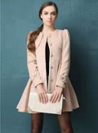Oasap Slim Fit Solid Color Wool Coat