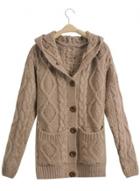 Oasap Hooded Long Sleeve Button Down Cardigans