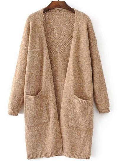 Oasap Long Sleeve Hollow Out Open Front Solid Cardigan