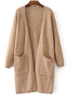 Oasap Long Sleeve Hollow Out Open Front Solid Cardigan