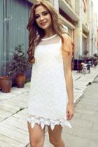 Oasap White Sleeveless Shift Paneled Mini Dress