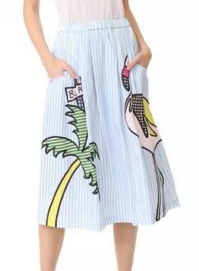 Oasap Pattern Printing Stripped Slim Dress