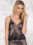 Oasap Sequin Spaghetti Strp V Neck Tank Top