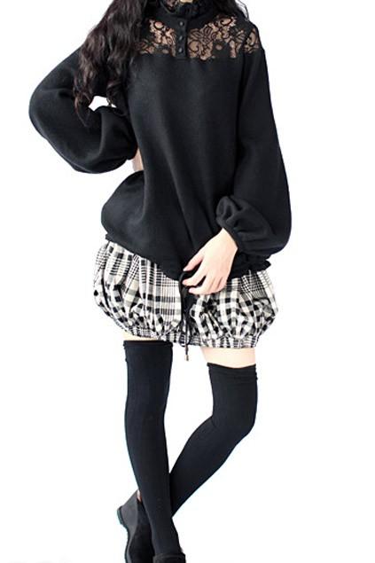 Oasap Contrast Color Check Print Bud Skirt
