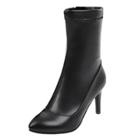 Oasap Pointed Toe Solid Color High Heels Mid-calf Boots