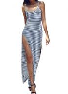 Oasap Women's Color Block Striped High Slit Spaghetti Strap Dress