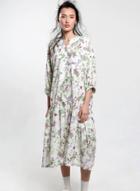 Oasap Casual Floral Printed 3/4 Sleeve V Neck Dress