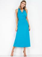 Oasap V Neck Sleeveless Backless Solid Color Maxi Dress