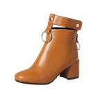 Oasap Square Toe Block Heels Back Zipper Boots