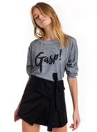 Oasap Fashion Letter Printed Loose Hollow Out Sweatshirt