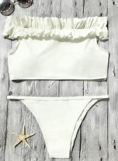 Oasap 2 Piece Ruffle Trim Swimwear